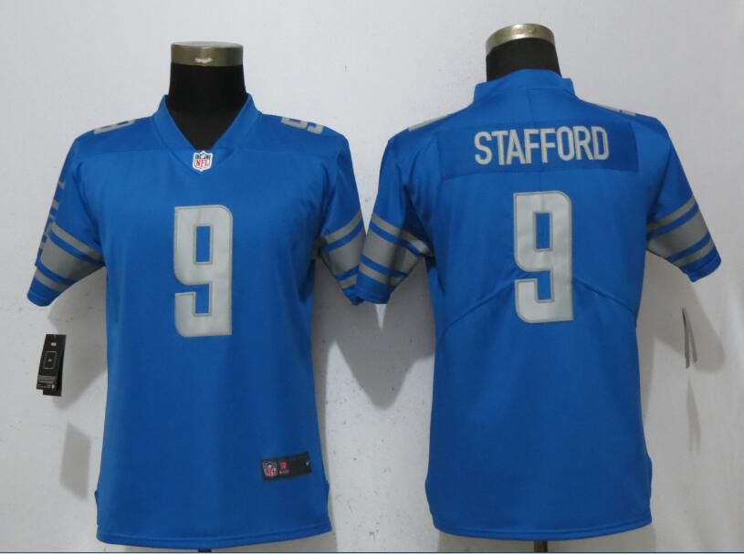 Women Detroit Lions #9 Stafford Blue Vapor Untouchable Player Nike Limited NFL Jerseys->women nfl jersey->Women Jersey